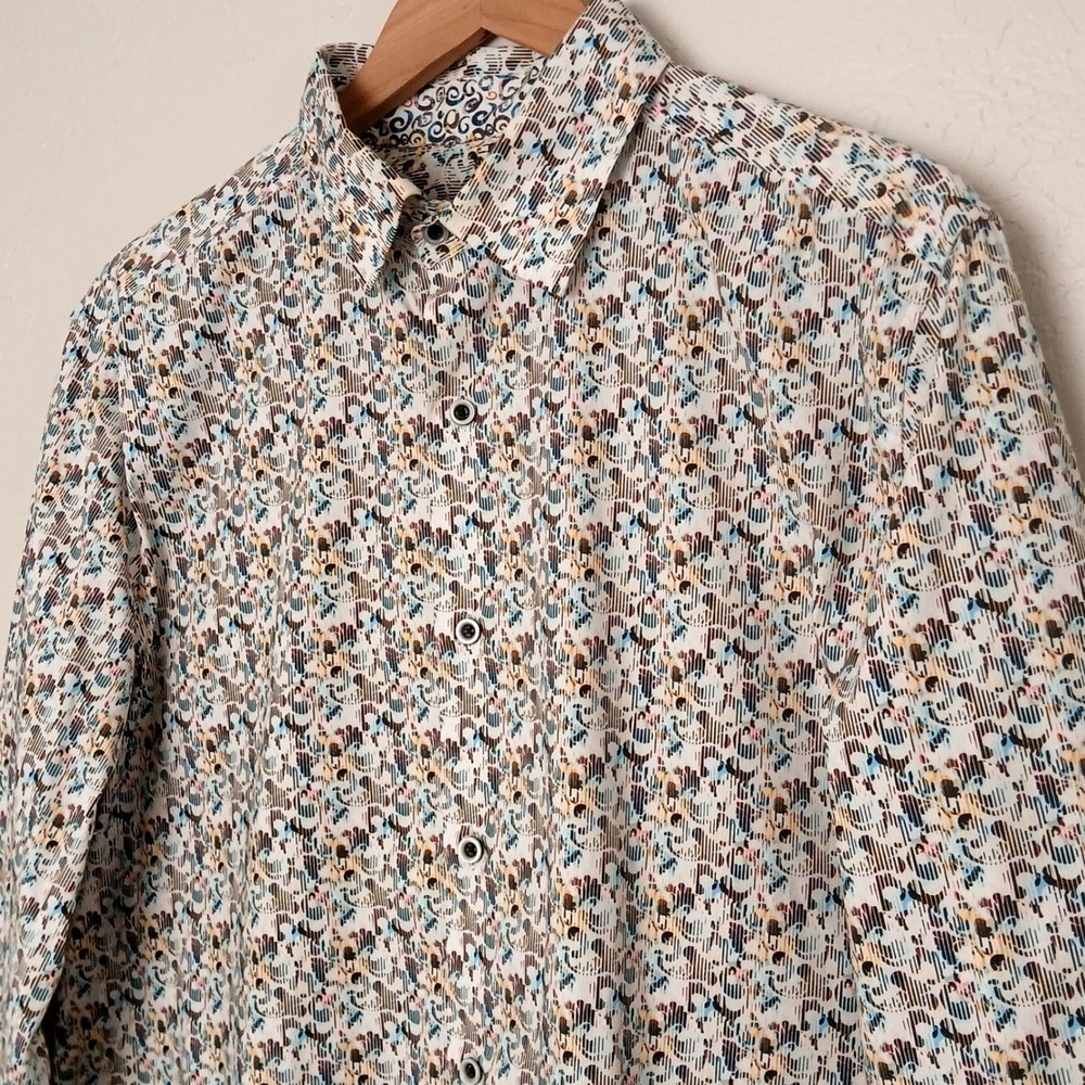 Robert Graham Mens XL Givens Classic Fit Abstract Print Flip Cuff Shirt